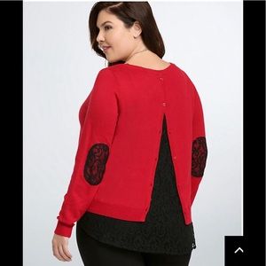 Torrid red lace sweater